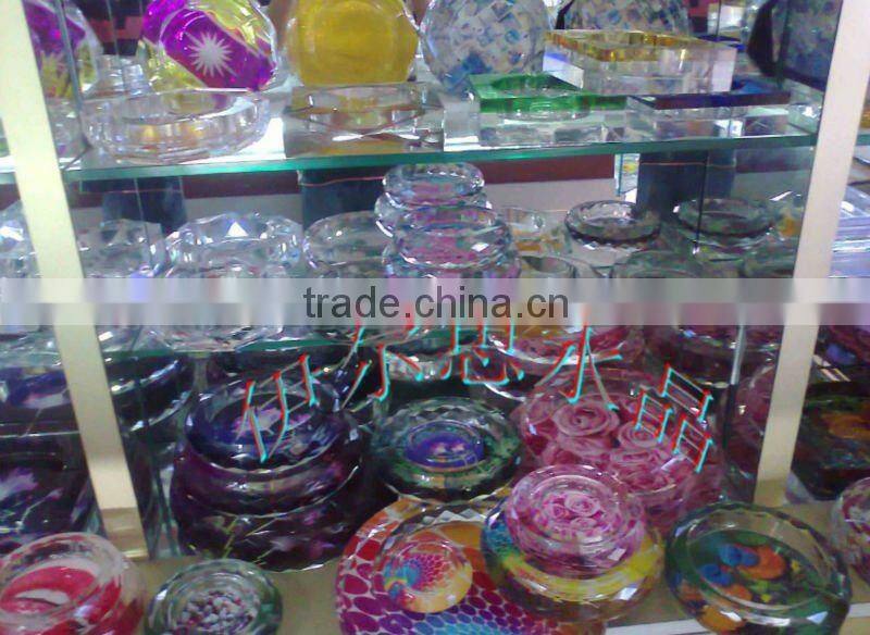 fish color printed crystal ashtray /tobacco cigar/smoking craft ashtray useful(R-0974