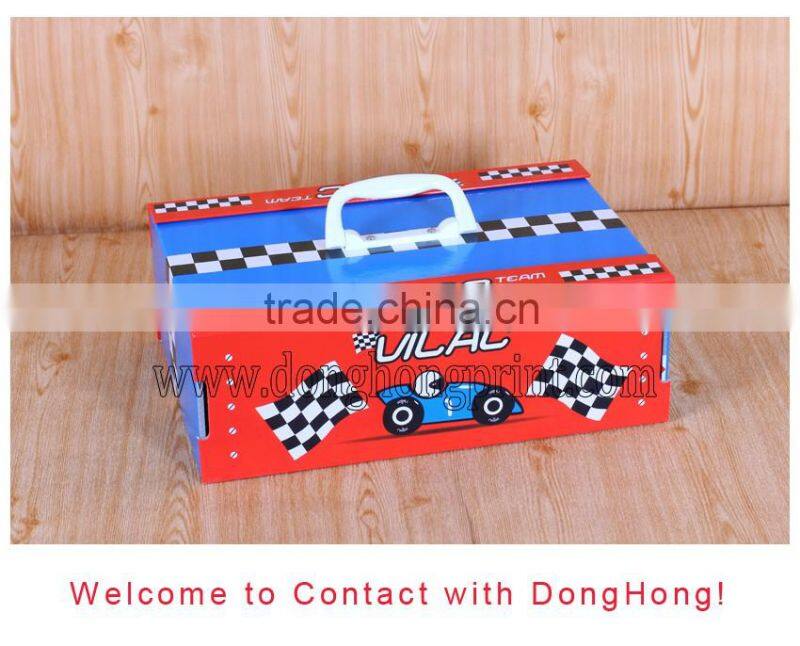 Toy storage portable children cardboard suitcase