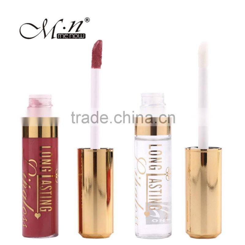 Menow waterproof lip gloss + lip oil 2 in 1 long lasting mooth liquid matte lipstick
