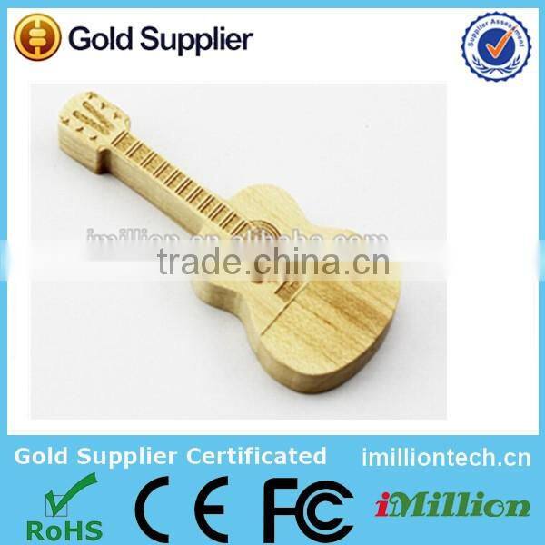 Wooden Guitar Shape USB, Guitar Wooden USB Drive, Wooden USB Guitar Shape with Silk Imprint or Engraved