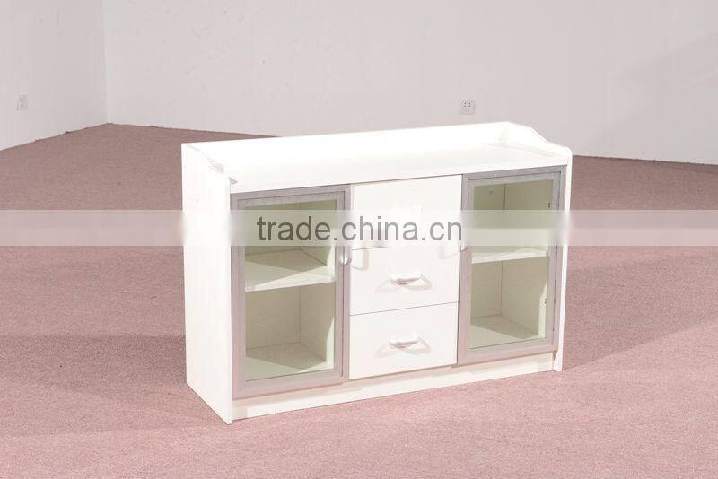 HC-M043 bright wooden low office tea cabinet with many drawers