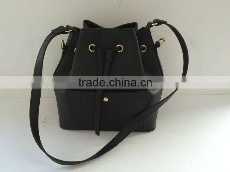 Top quality Black Ladies bucket drawstring bag