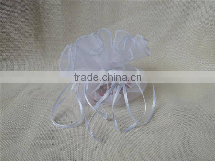 wholesale cheap personalized round organza bag for birthday gift packing