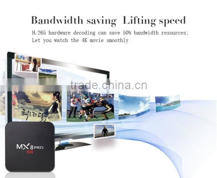 High Quality MX8 Pro with 4K Bluetooth Amlogic S905 Google 5.1 Quad Core tv box kodi Mx8 Pro Ott tv box