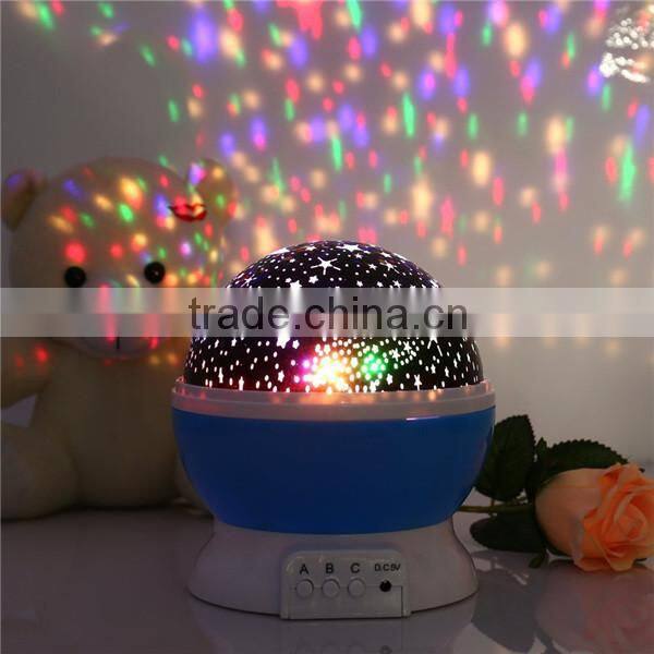 2016 New Romantic New Rotating Star Moon Sky Rotation Night Projector Light Lamp Projection with high quality Kids Bed Lamp