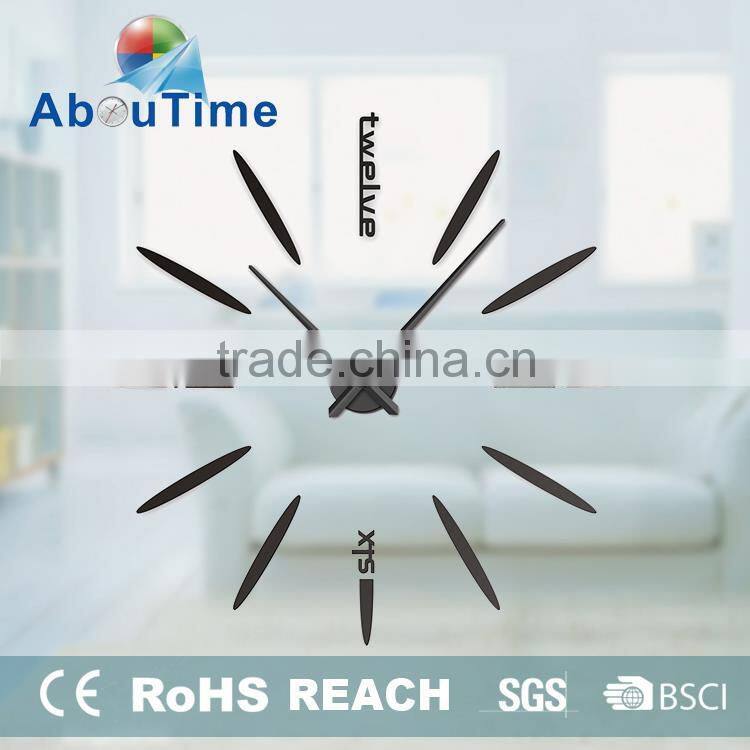 DIY 3D acrylic Mute heart shaped wall clock acrylic wall clock
