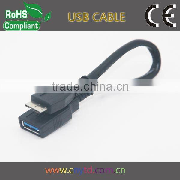 New arrivals 3.0 usb cable black 20 cm micro usb 3.0 otg cable Note3 S5