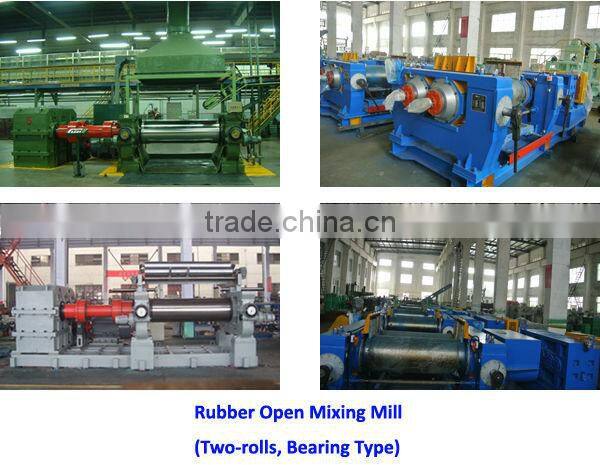 two-roll rubber mixing mill with stock blender
