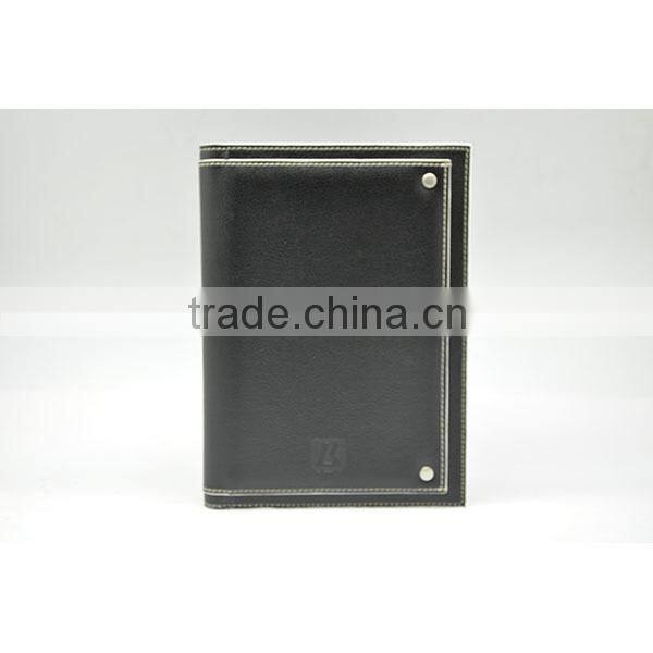 Fashion pu double wire notebook with large pocket on cover