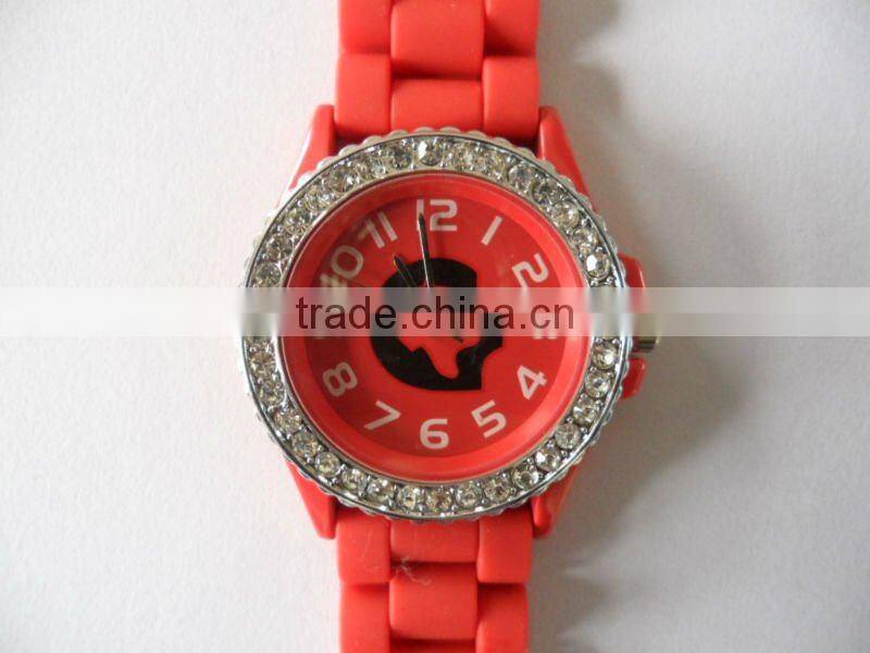 Geneva silicone watch women with diamonds