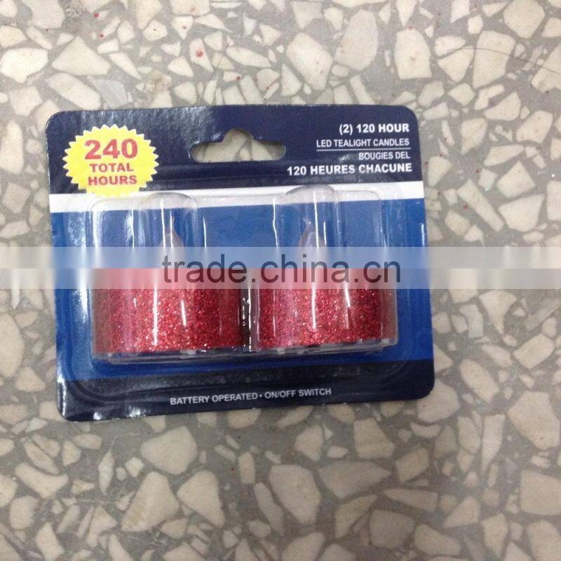 Christmas Glitter Battery Powered LED Tea Lights flameless Flickering 2 Pack flicking led gliter tealight candles