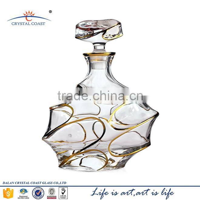 High quality gold fancy glass whisky bottles for club