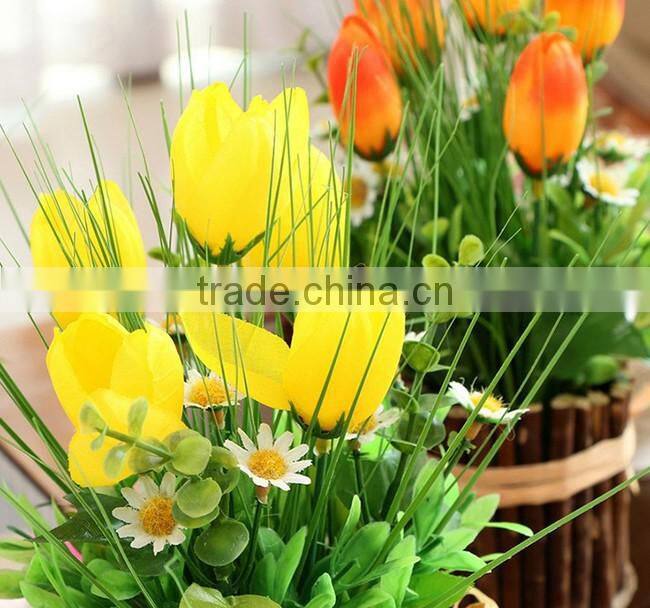 New design wedding decorative silk flowers artificial potted tulips
