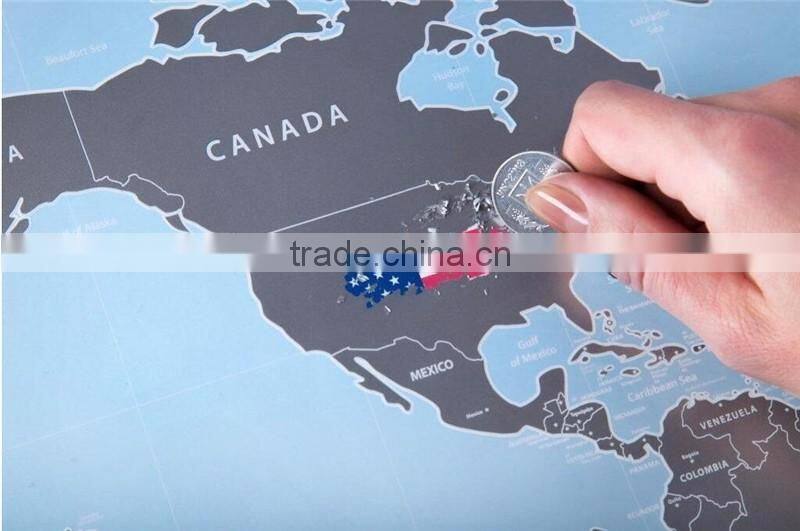 New World Map with Scratch off Flags Edition Tube Packaging Scratch travel world map