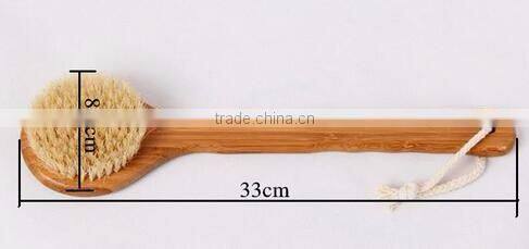 cy304 Dry Skin Natural Bristle Brush Soft Handle Pouch Brush SPA Brushes Bath Shower Bristle Brush with Long Bamboo Handle