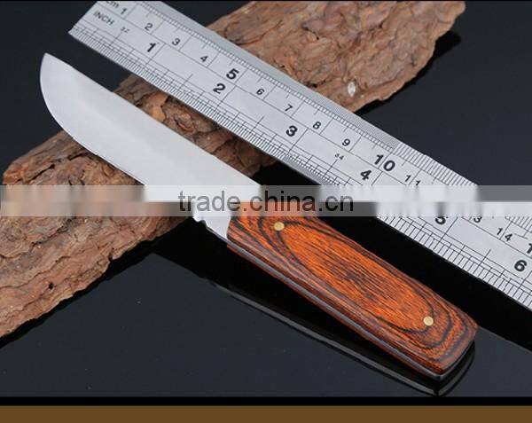 Wood Handle Multi Purpose Outdoor Survival Knife, Straight Edge Fruit Knife
