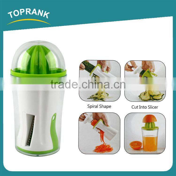 Toprank New Products Gadget Multifunction 4 in 1 Vegetable Fruit Spiral Slicer With Screw Hand Press Juicer