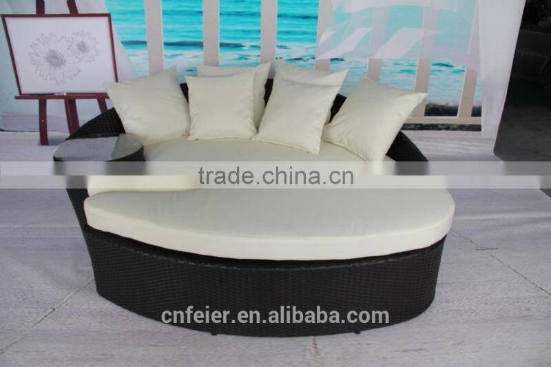2014 fabric outdoor furniture rattan sun lounger