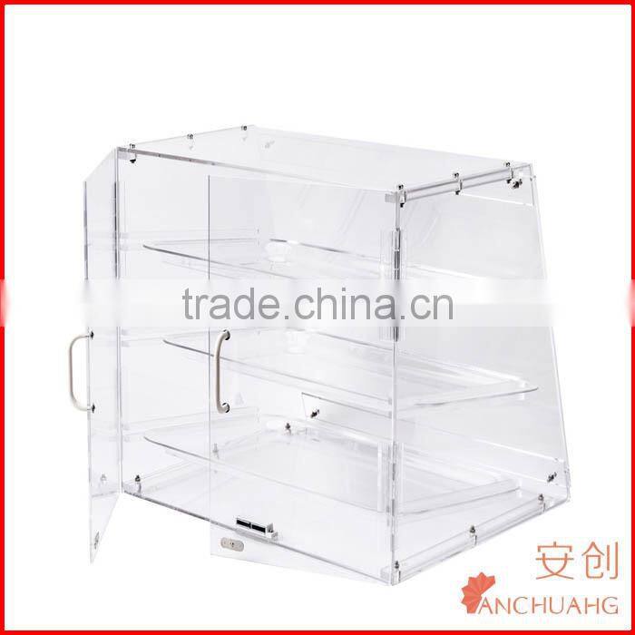 3 tires acrylic doughnut display case bakery display cabinet
