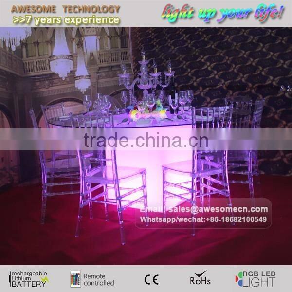 LED lighted up plastic restaurant table / banquet table set