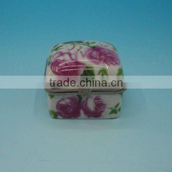 Square full printing ceramic jewelry boxes