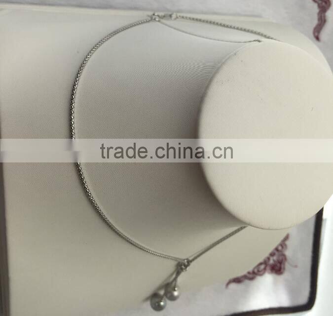 AAA 8-9mm raindrop freshwater doublepearl necklace with silver clasp