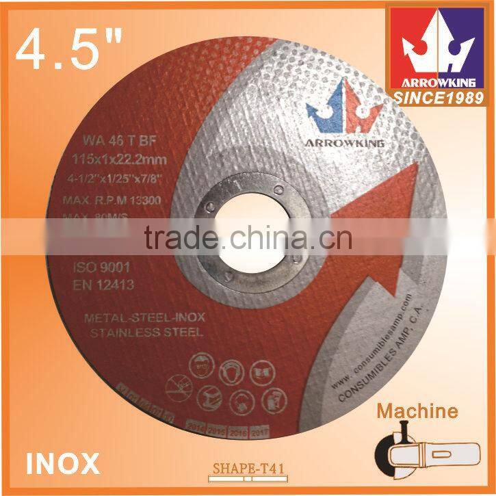 4-1/2"(115x1x22.2mm) Flat Resin Bonded Reinforced Cutting Wheel For Stainless Steel