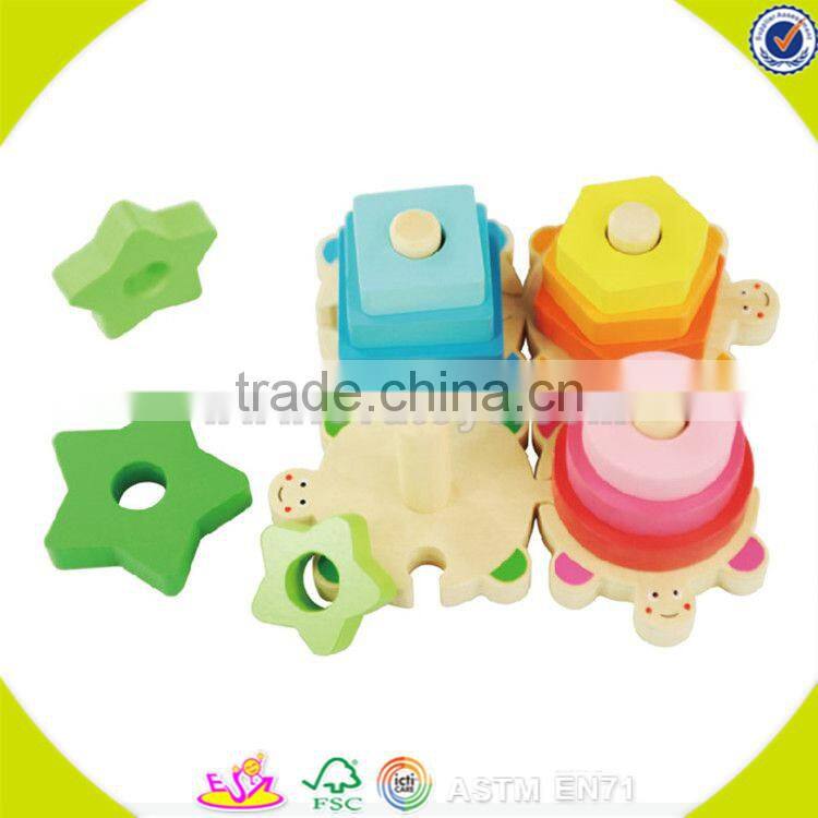 wholesale colorful kids stacking wooden geometric blocks educational children wooden geometric blocks game W13E064