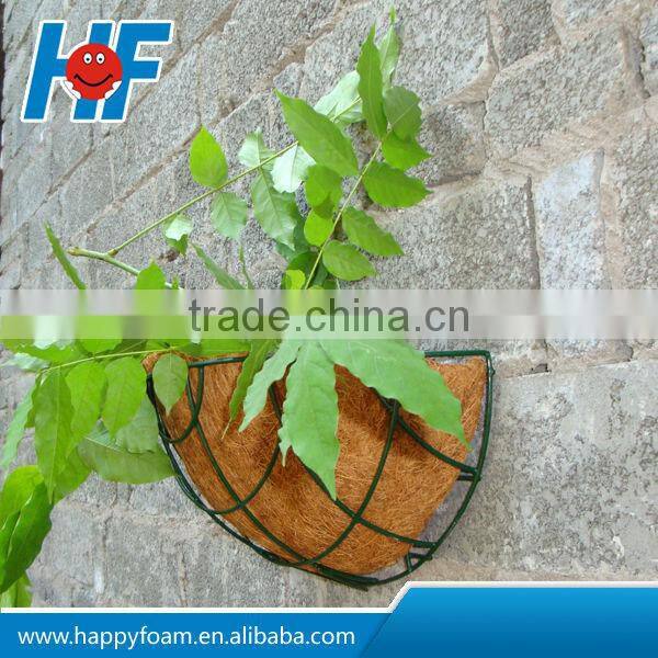 flower hanging basket planter with coconut