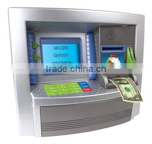 2015 dongguan ICTI manufacturer saving box atm bank toy for kids birthday gift for importers of toy