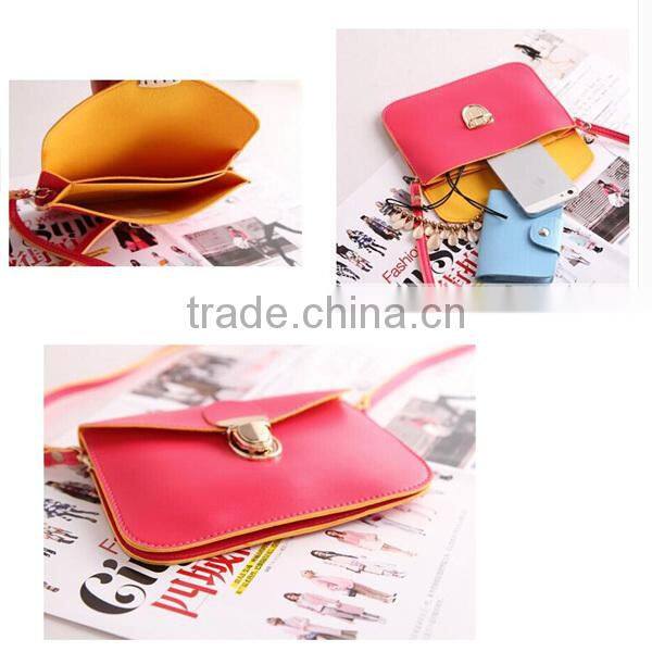 Colorful leather shoulder phone bag for women
