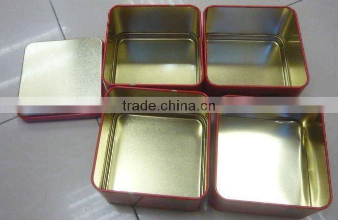 Square Mooncake Tin Box with 4 parts