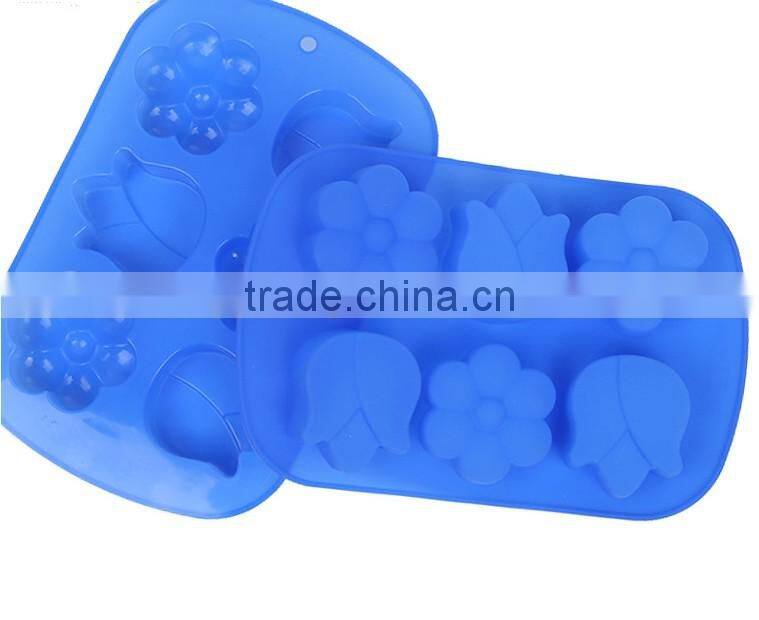11036 Six cavities three different flower shaped promotional gift silicone cake mold