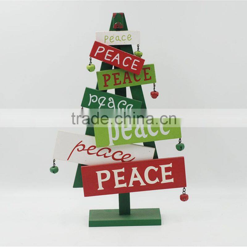 Wood tree peace christmas ornaments