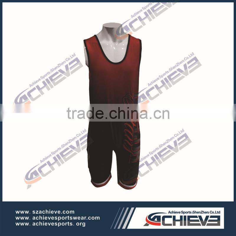 custom design high quality boys breathable wrestling singlets