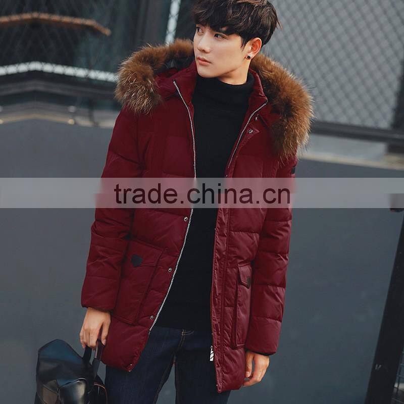 2016 top quality wind proof mens parka winter jacket with fur hood parka jackets wholesale blank