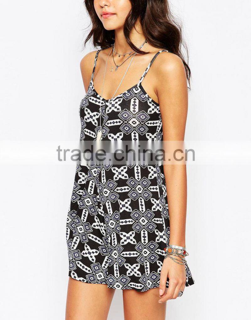 2015 fashionable hot sale OEM customized Abstract Print Cami Romper