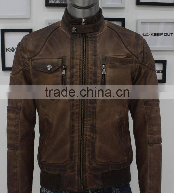 ALIKE man biker jacket pu jacket garment dye jacket