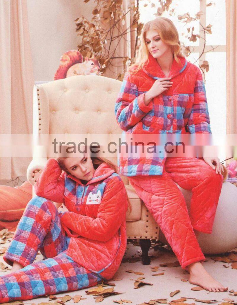 Winter flannel Women night wear Chritmas Pajama Set