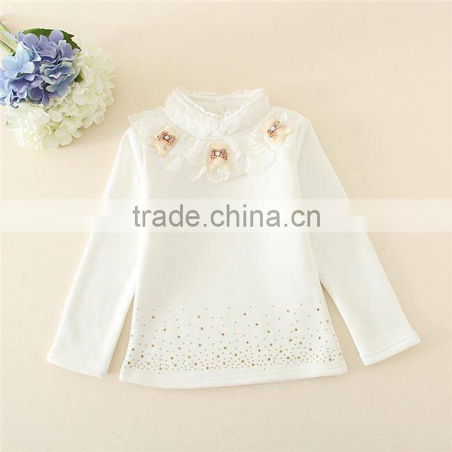 autumn 2015 kids shirts girls white blouse for 110-160cm year-old girls bottoming shirts from china