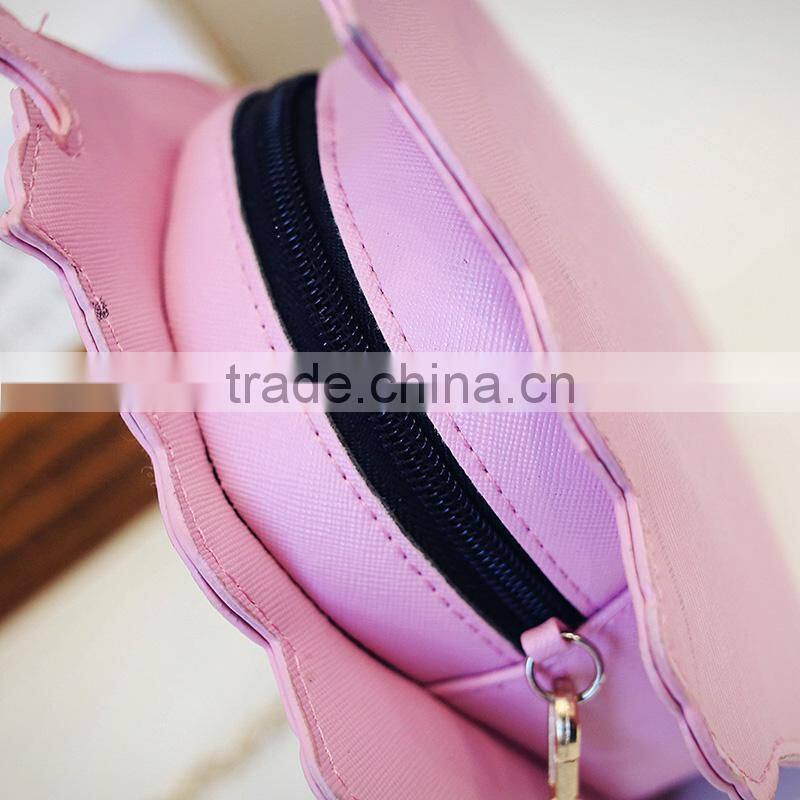 Bright shining&healthy pu material kids purse with zipper ice cream shape girl