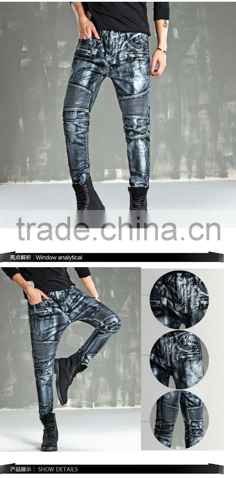 2017 new hot sell men jeans biker Skinny jeans slim Biker jeans pants in stock male accept small order