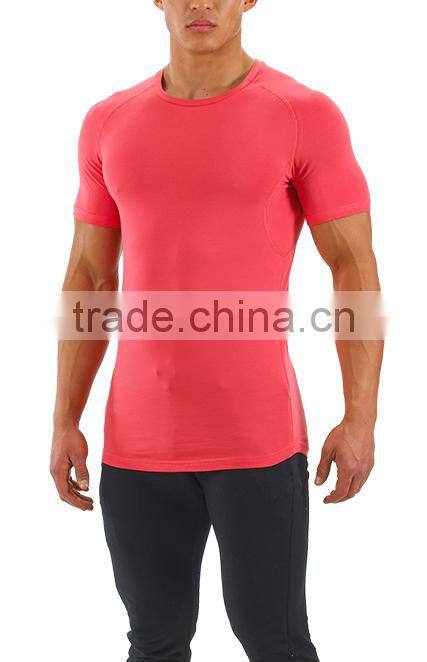 high quality cotton elastane fabric pro-fit t shirt slim fit gym wear fitness t shirts