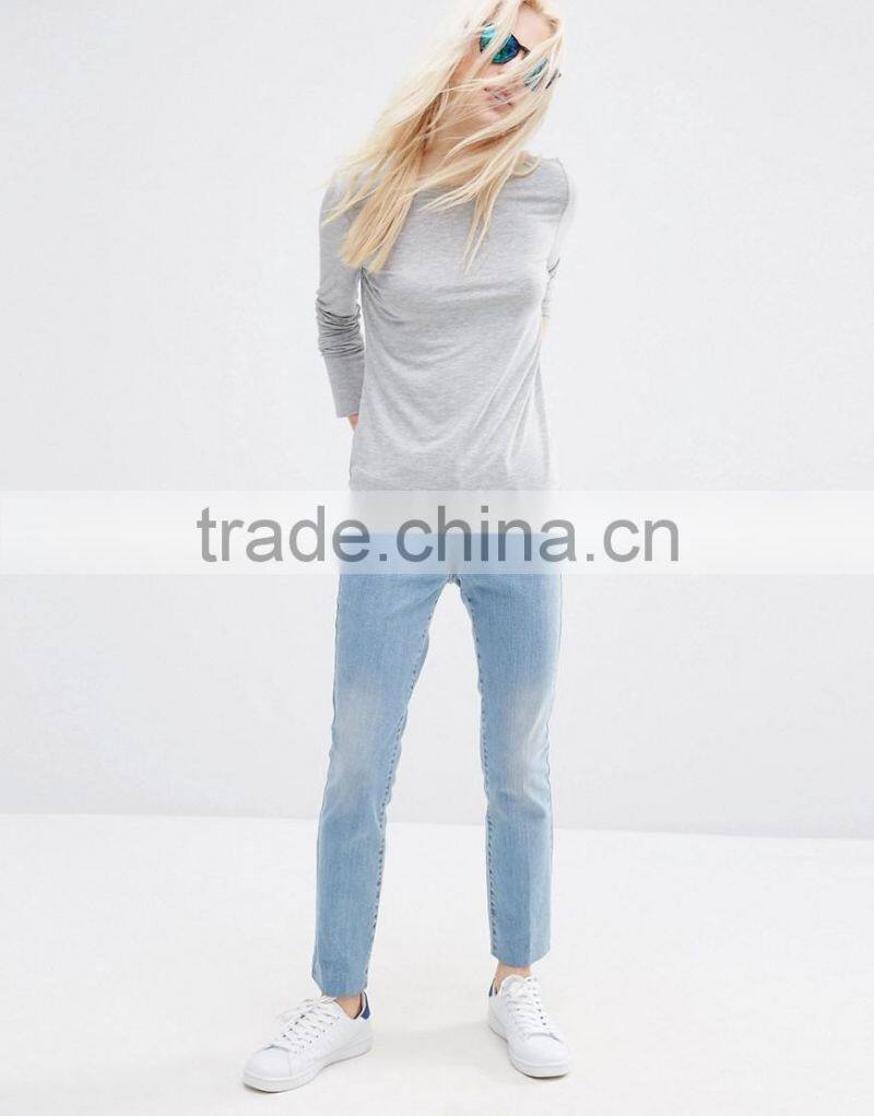 2016 hot sale women blank long sleeves girls favorite T-shirt