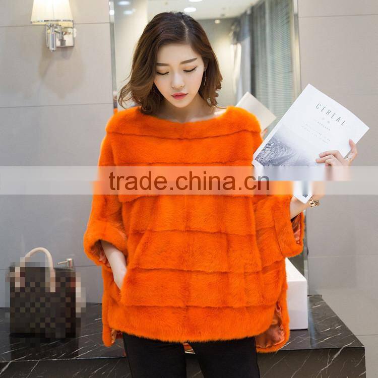 PC-272 2017 New design Fashionable Pure colour Woman real mini fur winter jacket lady sweater with long sleeves Factory supply