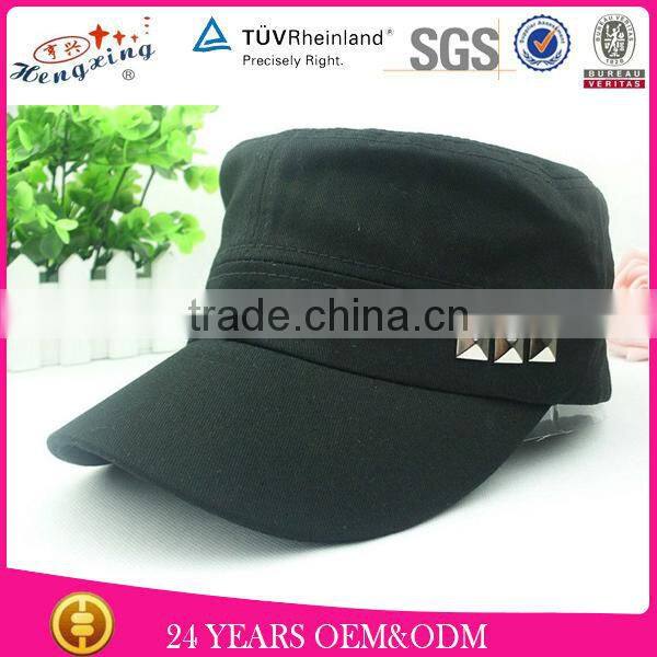 Fashion Black 100% Cotton Custom Cheap Military Cap