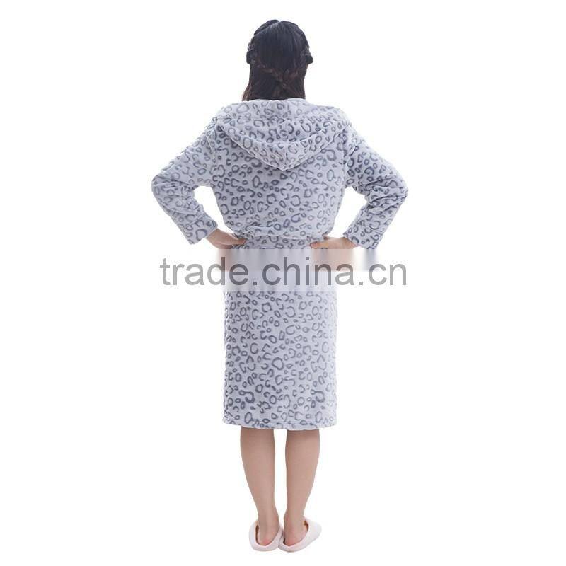 women hooded fleece casual bathrobe sleepwear