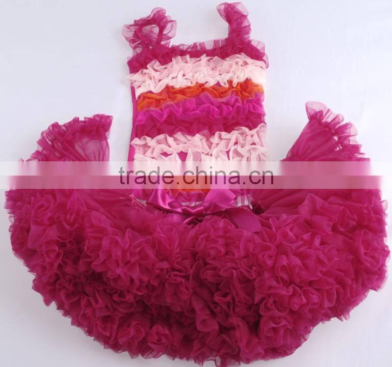 2014High Quality royal blue petti dress pettiskirts set tutu dress Girls Birthday party baby Petti skirt princess Chiffon dress