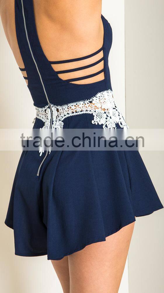 Sexy cut out crocheted playsuit fashion mature women wear clothes