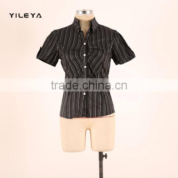Mini fashionable office style women formal blouse designs with metal decoration